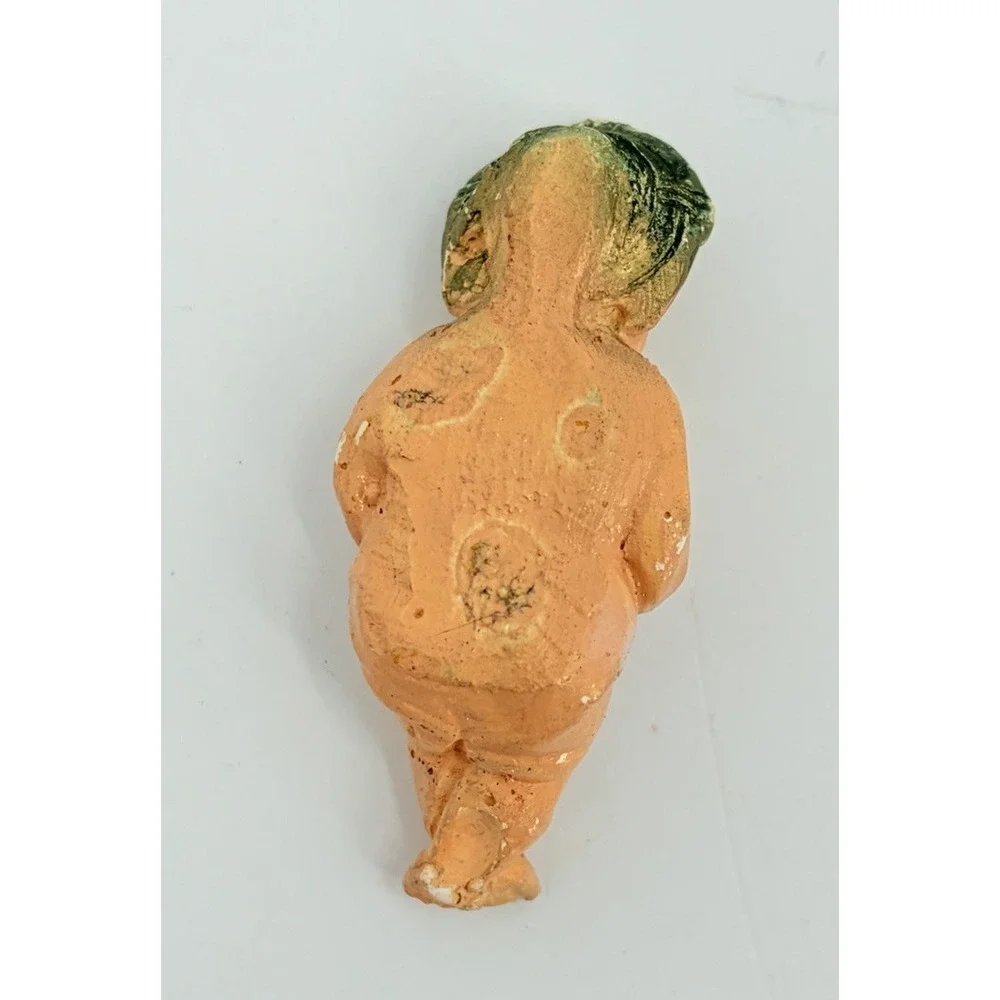 Vintage Putz Cardboard Manger & Chalkware Nativity Holy Family Jesus Mary Joseph
